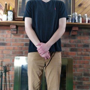 RALPH LAURRN Black V-Neck Short-sleeve T-Shirt